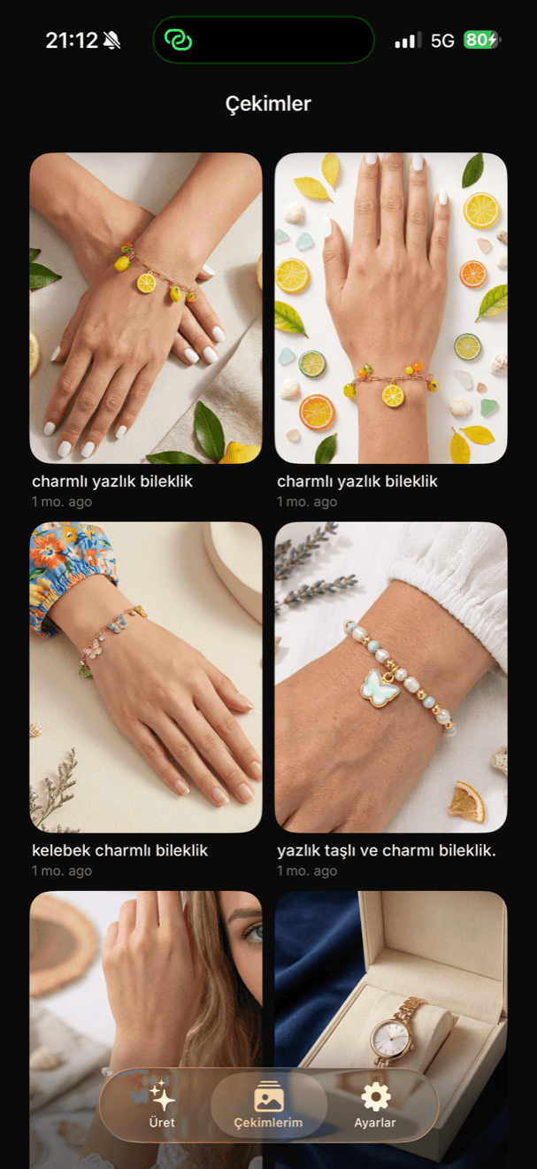 Veyoro mobile app — photoshoots gallery